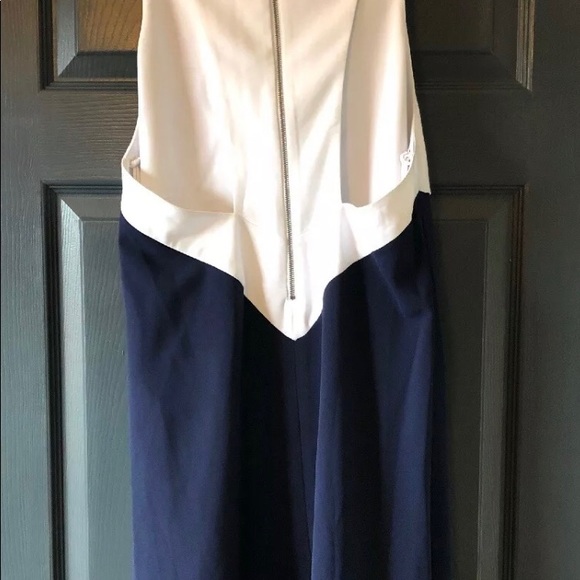 NWT $265 Alice + Olivia Maya Dress Navy White Sz L - Picture 3 of 8